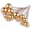 Guličky / bobule na drôtiku na tvorenie Ø1-2 cm - zlatá