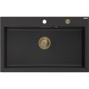 MEXEN/S MEXEN/S - Elix granitový drez 1-miska 800 x 500 mm, čierna/strieborná metalík, sifón zlatá 6527801005-73-G
