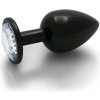 Ouch! Round Gem Butt Plug Large Gunmetal/Diamond