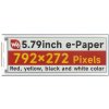 Waveshare 5.79inch e-Paper display (G), e-ink display, 792x272, Red/Yellow/Black/White, With driver board