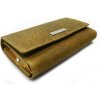 Tmavě žlutá dámská kožená klopnová peněženka se vzorem 511-2235-86