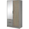 ArtPS Šatníková skriňa KELLY 2D so zrkadlom | sivá
