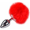 Alive Metal Anal Fluffly Plug M Red