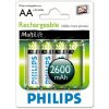 Philips baterie AA 2600mAh MultiLife, NiMh - 4ks R6B4B260-10