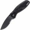 KERSHAW Ken Onion BLUR Assisted Folding Knife, Combo Blade BLK/BLK , SERRATED K-1670BLKST