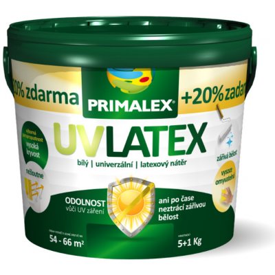 PRIMALEX UV LATEX - Matná umývateľná farba s vysokou belosťou biela 1 kg