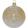 ORNEX Vianočná ozdoba sklenená guľa s bodkami číra, 8 cm
