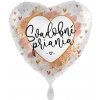 Premioloon Fóliový svadobný balón srdce - Svadobné priania