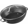 MagicHome Černý hrnec Marble Line, mělký, 26 cm, 2,8 litru, s poklicí, nádoba na pečení odolná vůči