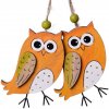Drevená dekorácia - sova - 5,5 x 8 cm - oranžová - 2 ks