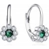 ADANITO SLEDL2197 - Detské strieborné náušnice kvetinky so zeleným kameňom