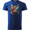 Sablio Tričko s potlačou Cool Cat - modré 5XL