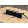 Otio Výsuvná elektrická zásuvka OTIO DESK 3x230V + 2xUSB nabíjanie / Imitácia nerez