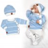 Baby Nellys Pletená sada pre bábätko s jemným prúžkom 3D lux modrá biela