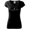 Jesus Saved My Life kríž ekg - Dámske tričko Pure - 2XL ( Čierna )