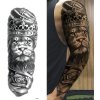 REBELULU Dočasné tetovanie tetovačka veľký rukáv, vodotesná dočasná tetovacia nálepka, Muži, Totemové tetovanie, Lev, Lion, Koruna, Crown, Ruža, Rose