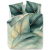 Obliečka bavlnený satén zelené listy so zlatou linkou - Brita