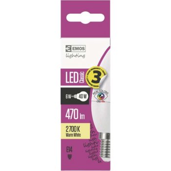 Emos LED žiarovka Classic Candle 6W E14 teplá biela