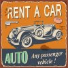 Ceduľa Rent a Car - Auto 30x30 cm Plechová tabuľa