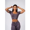 Nebbia Tvarujúci bezšvový crop top FLOW SEAMLESS 499 - dark grey - L