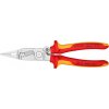KNIPEX Multifunkčné elektroinštalatérske kliešte KNIPEX, pružina, izolované rukoväte 2f návlek 1000 V VDE