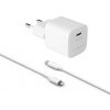 FIXED Mini USB-C Travel Charger 30W + USB-C/Lightning Cable, white FIXC30M-CL-WH