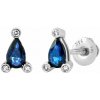 Silvego Diamantové náušnice (0,03 ct) kôstky Artemis so zafírom v bielom zlate DNN4242EGWDBS