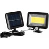 LTC COB lampa, 10W solárny panel, pohybový a súmrakový senzor, 1800mAh batéria.