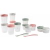 Set 12 dóz na jedlo Beaba Expert Meal & Food Storage Pack Eucalyptus 12 clip a 2 silikónové lyžičky ružové