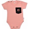 Baby Nellys Bavlnené rebrované body s kapsičkou kr. rukáv Summer Boy marhuľové