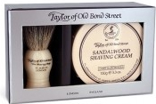 Taylor of Old Bond Street na holenie štetka Pure Badger + mydlo na holenie Sandalwood 150 g darčeková sada