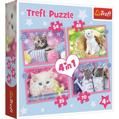 TREFL Puzzle Veselé kočičky 4v1 (35,48,54,70 dílků)
