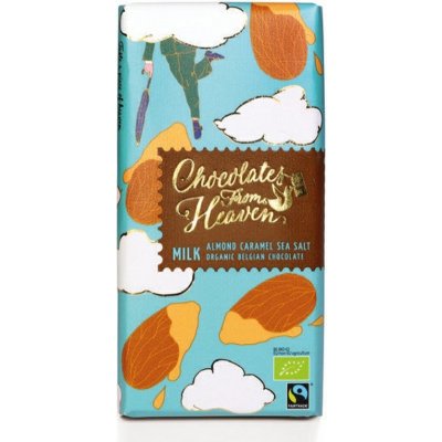 BIO mliečna čokoláda s karamelizovanými mandľami a morskou soľou 37% CHOCOLATES FROM HEAVEN 100g