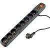 ABCtech Acar S8 3m kabel, 8 zásuvek, přepěťová ochrana, černá