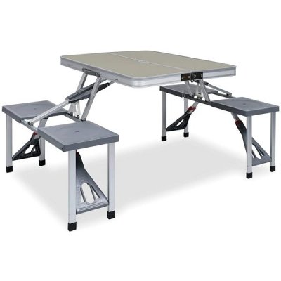 Skladací kempingový stôl so 4 miestami na sedenie oceľ hliník Shumee_47686
