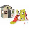 Set domček Priateľov s plnými dverami a preliezačka Friends Evo Life Playhouse Smoby s 3 lezeckými stenami a šmykľavkou rozšíriteľný