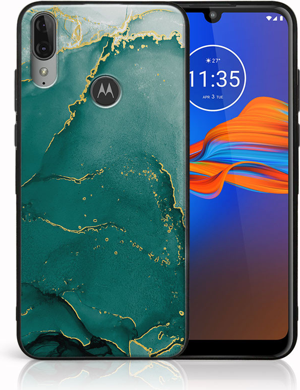 Púzdro PROTEMIO 45303 MY ART Silikónový obal Motorola Moto E6 Plus GREEN MARBLE (145)