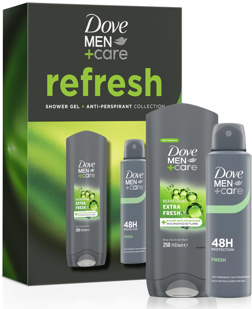 Unilever Dove Men+Care Dove Men+Care Advanced antiperspirant 72h 150 ml + Dove Men+Care Extra Fresh sprchový gél na telo a tvár 250 ml