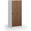 Šatníková skrinka S1 znížená, 2 oddiely, 1500 x 600 x 500 mm, kódový zámok, laminované dvere, orech