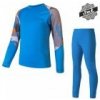 SENSOR MERINO IMPRESS SET dětský triko dl.rukáv + spodky modrá/camo vel. 110; Modrá triko, spodky