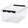 Úložný box, plastový, 14 l, čierne úchytky, SMARTSTORE Classic 15, priehľadný