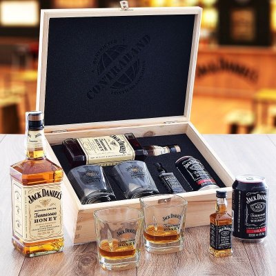 Darčeková sada pre mužov Jack Daniel's Honey Set CONTRABAND - Darček pre muža Veko s gravírovaným obrázkom a textom