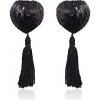 LATETOBED BDSM LINE Self-Adhesive Heart Sequin Nipple Cover with Tassel (Black), samolepiace krytky na bradavky
