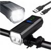 Solárna Lampa na Bicykel s PowerBankou, USB, LED, Klaksón - Predné Svetlo na Riadidlá