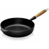 Le Creuset - vysoká panvica na vyprážanie s drevenou rúčkou 28 cm čierna