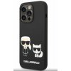 Karl Lagerfeld and Choupette Liquid Silicone Zadný Kryt pre iPhone 14 Pre Max Black