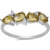 Nefertitis Prsteň strieborný s brúseným citrínom a zirkónmi Ag 925 017035 CT - 54 mm (US 7), 2,4 g