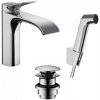 Hansgrohe Vivenis - Umývadlová batéria s výpusťou Push-Open a bidetovou spŕškou, EcoSmart, chróm - 75210000