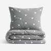 Goldea bavlnené posteľné obliečky - srdiečka na sivom 200 x 200 a 2ks 70 x 90 cm