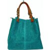 Mondo Italia Kožená kabelka pytón 35 tyrkysová Made in Italy Tyrkysová